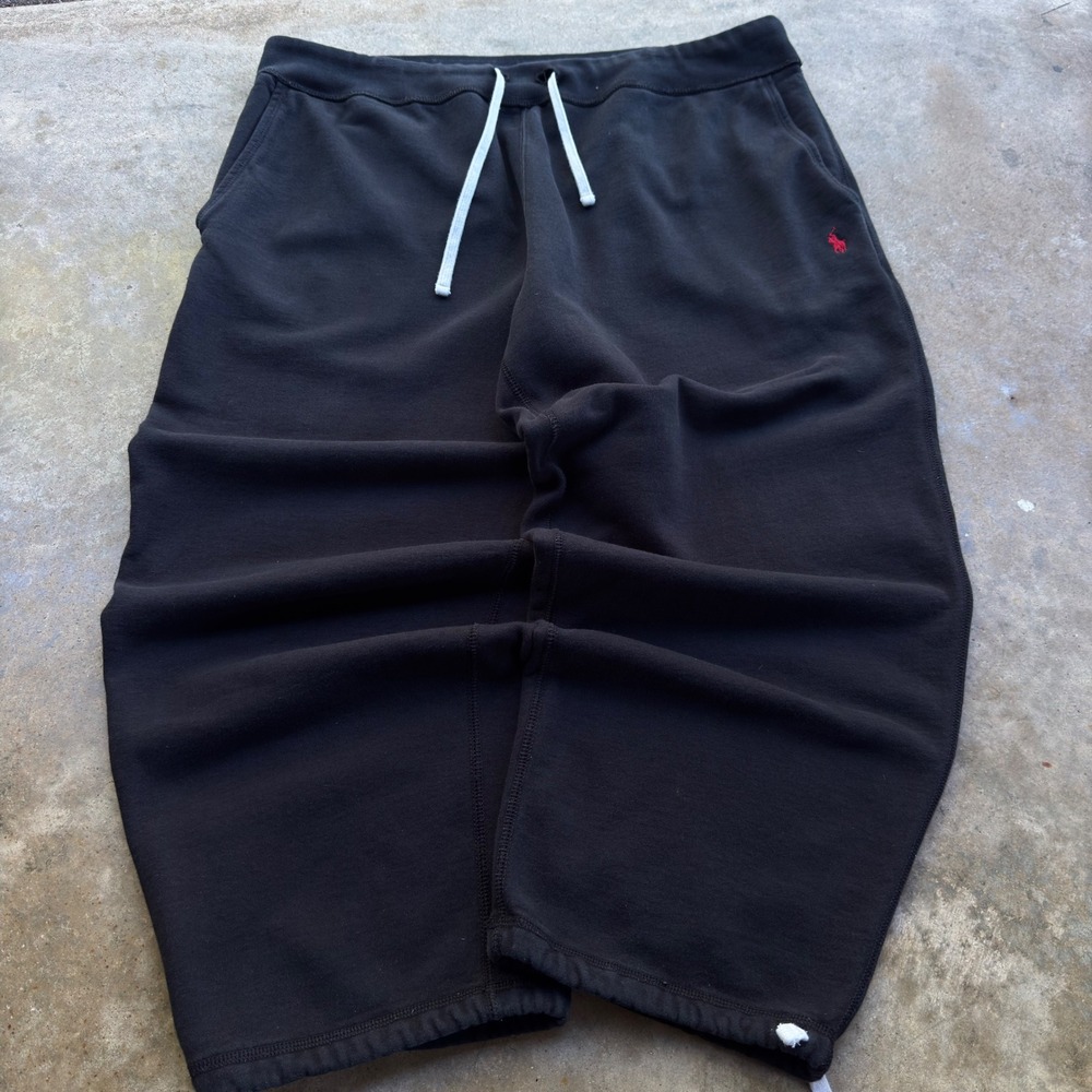 Vintage 90s Polo Ralph Lauren Baggy Wide Leg Sweatpants Black 2XB (j4)